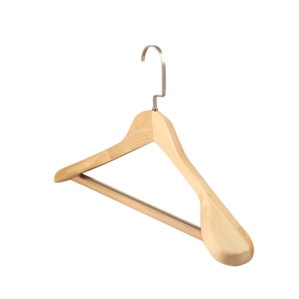 6 Pack High-Grade Wide Shoulder Wooden Coat Hangers Solid Wood Suit Hanger 