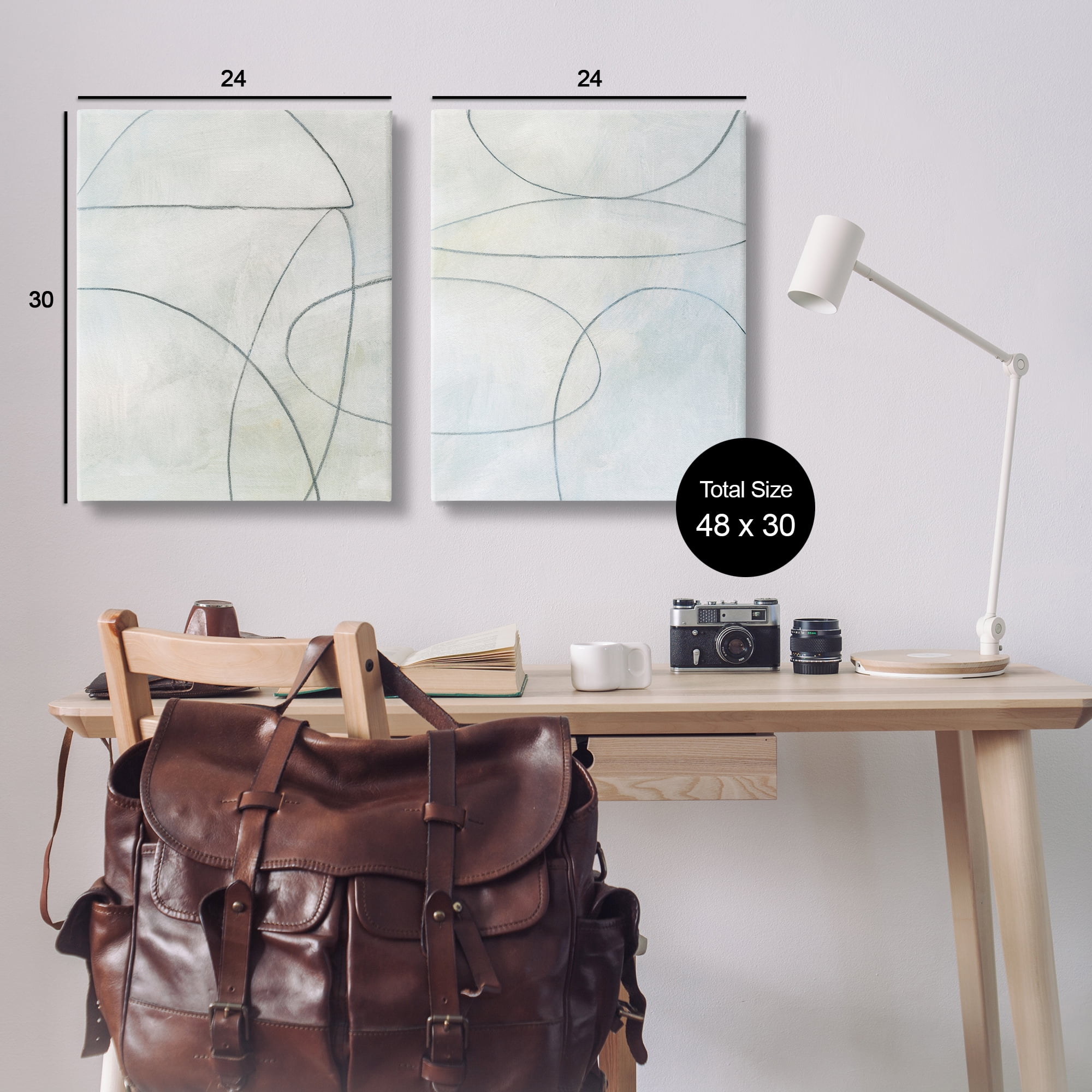 Stupell Industries Simple Abstract Pencil Shapes Abstract Drawing Wrapped Canvas Art Print Wall Art, 24 x 30, Set of 2