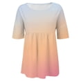 thumbnail image 4 of Tittly Womens T Shirts Womens Plus Size Tops Short Sleeve Shirts for Women Casual Women's Floral Print Half Sleeved Round Neck Shirt 3/4 Sleeved Large Size T Shirt Pink, 4 of 5