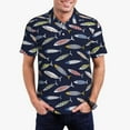 thumbnail image 3 of Balery Sardine Printed Men’s Short Sleeve Polo Shirt, Midweight Men's Shirt,Golf Polo shirts -4X-Large, 3 of 9