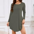 thumbnail image 2 of Robe T-Shirt à Poche, Robe Midi Ample à Manches Longues à Col Rond, Robe Facile pour Tous les Jours pour Femmes, Maternité, Voyage et Tenue de Fin de Semaine Gris Foncé S, 2 of 5