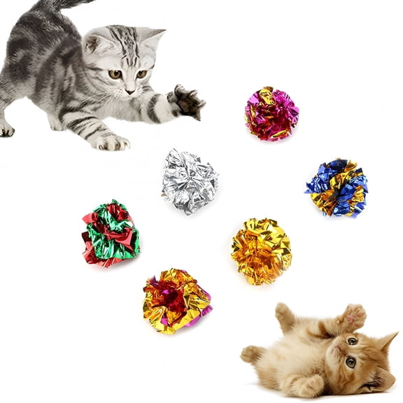 ACDANC Pack of 12 Colorful Crinkle Foil Balls - Cat Interactive Toy Cat Sound Paper Mylar Balls Playing Pets Toys