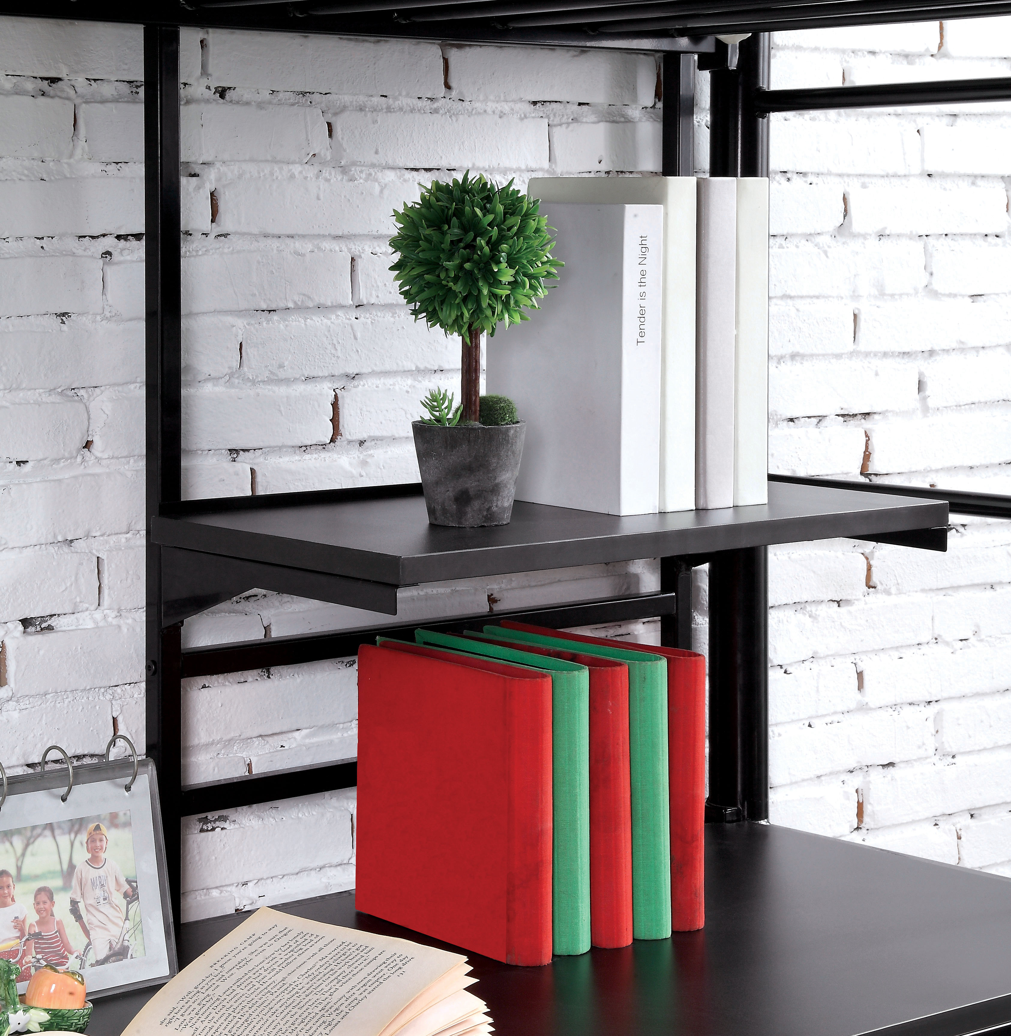 Furniture of America Kandice Metal Black Twin Loft Kids Bed with Workstation