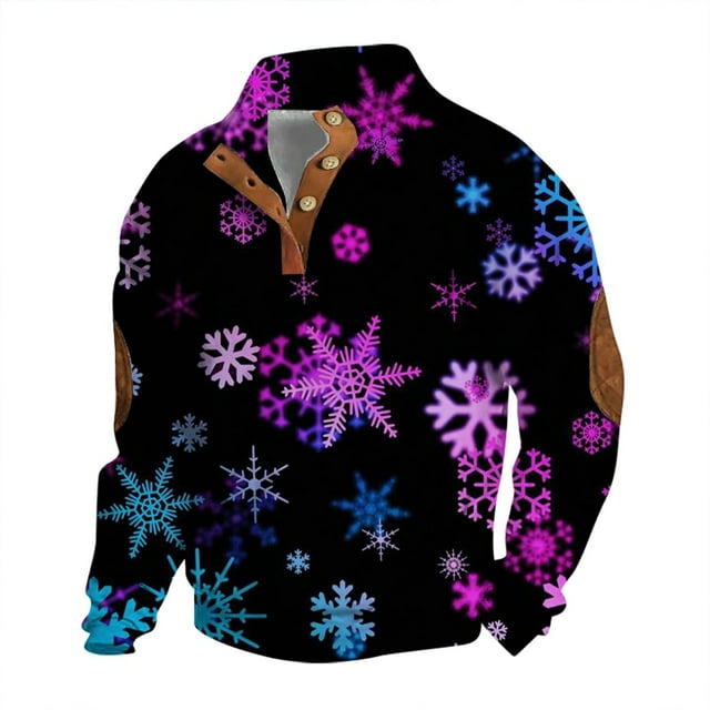 TJAZFJPA Sweat-Shirt Col Rond pour Hommes Design de Noël Manches Longues avec Impression 3D Grande Taille Sweat-Shirt Style Trois Col Rond