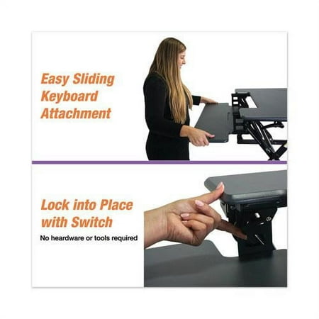 Victor - Adjustable Standing Desk Convertor with Keyboard Tray - Charcoal Gray And Black