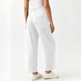 thumbnail image 6 of Wide Leg Cotton Pants for Women Zipper Front Straight Dress Pants Business Casual Summer Trousers with Pockets, 6 of 7