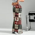 thumbnail image 6 of Women's Fashion Loose Drawstring Waist Christmas Plaid Printed Casual Sports Pants Casual Flared Pants, Comfortable and Stylish Bottoms for Home and Outdoor Wear, Green, 2XL, 6 of 8