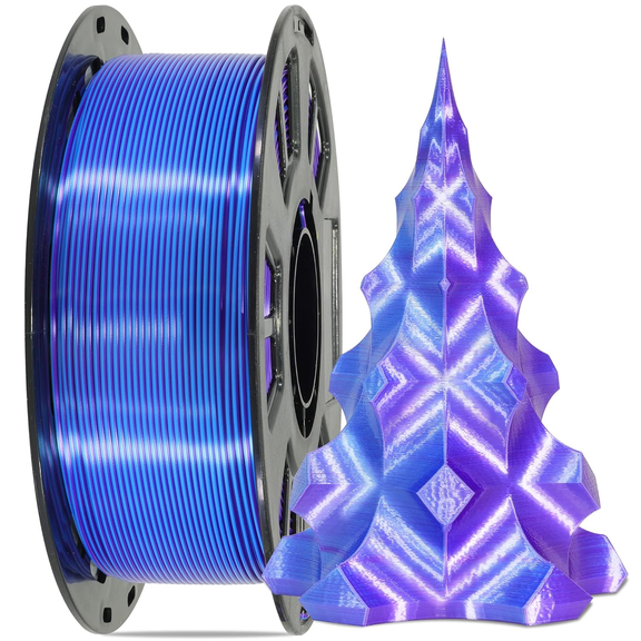 Silk blue purple PLA Filament 1.75mm 3D Printer Filament with Shiny Surface, Spool Shiny Dual Color Filament 1KG Spool 3D Printing Filament.