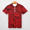 thumbnail image 3 of Valentine's Day Rose Flower Men Zipper T-shirt Summer Casual Short Sleeve T-shirt Top, 3 of 7