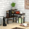 thumbnail image 2 of Ollieroo 3 Tier Kithen Countertop Organizer,Bamboo Corner Shelf,Bathroom Storage Display Counter Shelves for Make Up,Dresser Table with Hooks,Rustic Brown, 2 of 5