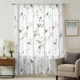 thumbnail image 3 of Sparrow Sheer Curtains 45 Inch Length, Light Filtering Voile Curtain Panel, Spring Birds on The Branches Vintage Country Rod Pocket Drapes Window Treatments for Living Room Bedroom 52"x45", 3 of 9