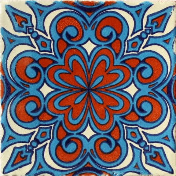 4.2x4.2 Rosales Talavera Mexican Tile, Set of 9 pcs