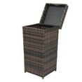thumbnail image 2 of With Top Cover Iron Frame Rattan Trash Can Brown Gradient, 2 of 14