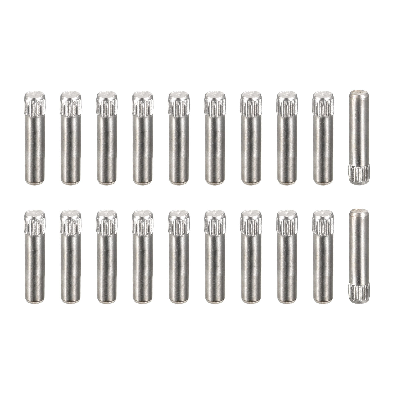 3x16mm 304 Stainless Steel Dowel Pins, 20 Pack Knurled Head Flat End Dowel  Pin