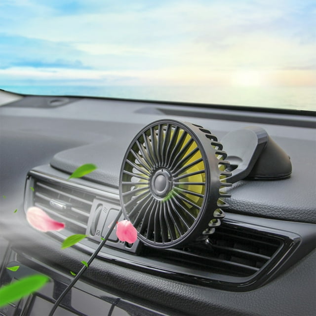 EGNMCR USB Car Fan Windshield Desk Fan 360 All-Round Adjus-table Car Auto Cooler For Vehicle Home Office With Suction Cup,