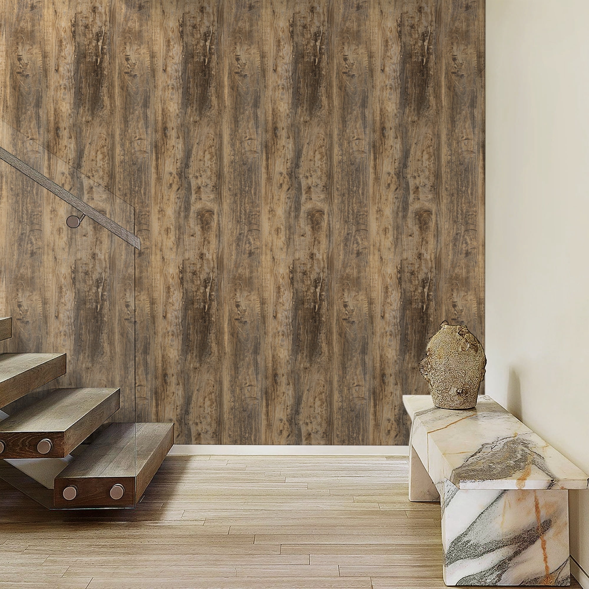 (4 pack) Abyssaly Wood Peel and Stick Wallpaper Wood Grain Waterproof Contact Paper 15.7 "x 118.1" Self-adhesive Removable Wall Paper for Countertop Bedroom Living Room Kitchen Wall