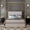 Beige, variant on Canopy Platform Bed King Size with Headboard, Upholstered Bed Frame with 4 Posters and Wood Slats, No Box Spring Needed, White