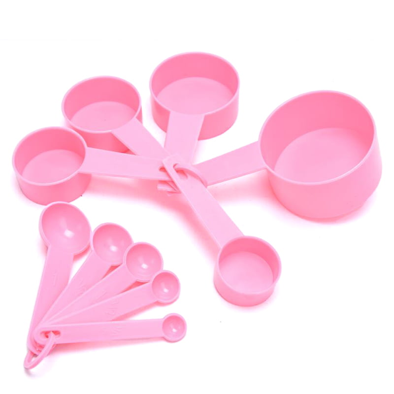 10Pcs Pink Measuring Spoons Cups Kitchen Baking Cooking Measuring Tool Scoop  BW 