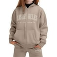 thumbnail image 3 of Tiijoy Big Girls Fleece Sweatsuit Los Angeles Print Zip Up Hoodie Joggers Set, Sizes 7-8, 3 of 3