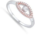 thumbnail image 4 of Clear CZ Rose Gold-Tone Evil Eye Ring .925 Sterling Silver Band White Jewelry Female Size 5, 4 of 4