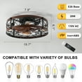 thumbnail image 6 of Aukfa Retro Small Ceiling Fan with Light Remote Control, Flush Mount, Caged Fan with 4 Bulbs for Farmhouse Dining Room Bedroom, 6 of 8