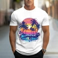 thumbnail image 2 of BinBiL Men Workout T-Shirts Summer Casual Short Sleeve Crewneck Athletic Tees Funny Landscape Pattern Print Tunic Tops White L(L), 2 of 5
