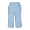 thumbnail image 4 of YFNNUP Capris for Women Elastic Waist Lounge Capri Pants Lightweight Workout Trouser Summer Casual Beach Vacation Pant Blue XL, 4 of 9