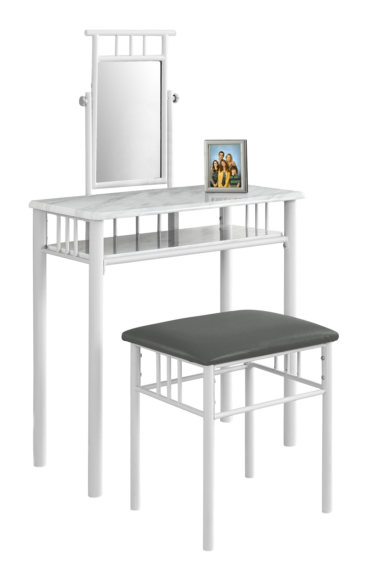 Furniture Monarch Specialties 2 Piece Vanity Set With Zebra Fabric