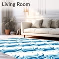 thumbnail image 2 of ODIKA 4'x6' Machine Washable Non-Slip Area Rug, Wave Artistry Handwoven Rag High Traffic Rug, Blue, 599434, 2 of 7
