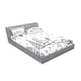 thumbnail image 2 of Ambesonne Christmas Fitted Sheet & Pillow Sham Set, Tree Reindeer Santa, Full, Black and White, 2 of 2