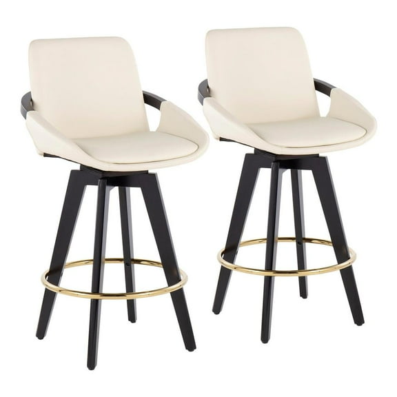 LumiSource Black Cosmo Swivel Fixed-Height Counter Stool - Set of 2