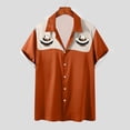 thumbnail image 2 of JURANMO Hawaiian Shirt for Men Summer Short Sleeve Funny Button Down Shirts Casual Lapel Bowling Shirts Color Block Vacation Tops Holiday Sales Orange L, 2 of 6