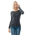 thumbnail image 2 of Simply Fashion Basic Round Crew Neck Long Sleeve T-Shirts - Stretch Cotton Spandex Charcoal-Xlarge, 2 of 4