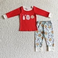 thumbnail image 1 of Ropa de dormir de manga larga para niños, conjunto de pantalones con volantes rojos, ropa de dormir para bebés, pijamas de Papá Noel de Navidad, venta al por mayor, 1 of 2
