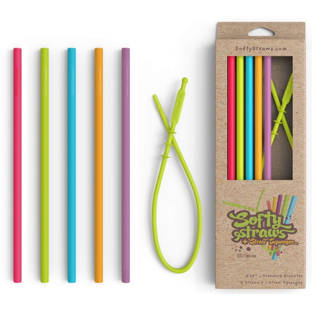 Pajitas de silicona Softy Straws, tamaño delgado, sin BPA, para 590 ml