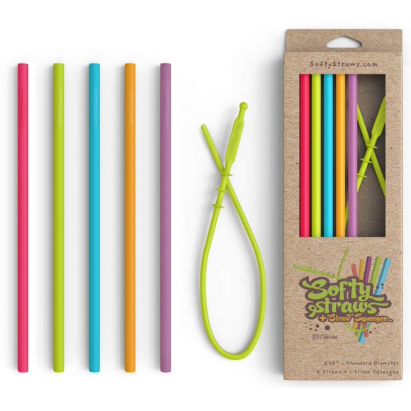 Pajitas de silicona Softy Straws, tamaño delgado, sin BPA, para 590 ml