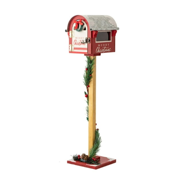 jifeng Christmas Mailbox Mail Box Photography Prop Postbox Standing Letter Box for Home Red
