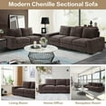 thumbnail image 3 of Karkanic 129" Modern Sofa Couch for Living Room with Large Storage Space Comfy Removable Chenille Cover Machine Washable Easy to Install(Darkgrey), 3 of 9