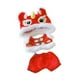 thumbnail image 4 of Conjunto de 3 piezas de ropa de peluche para juego de simulación de danza del león suave, ropa para muñecas rojo, 4 of 7