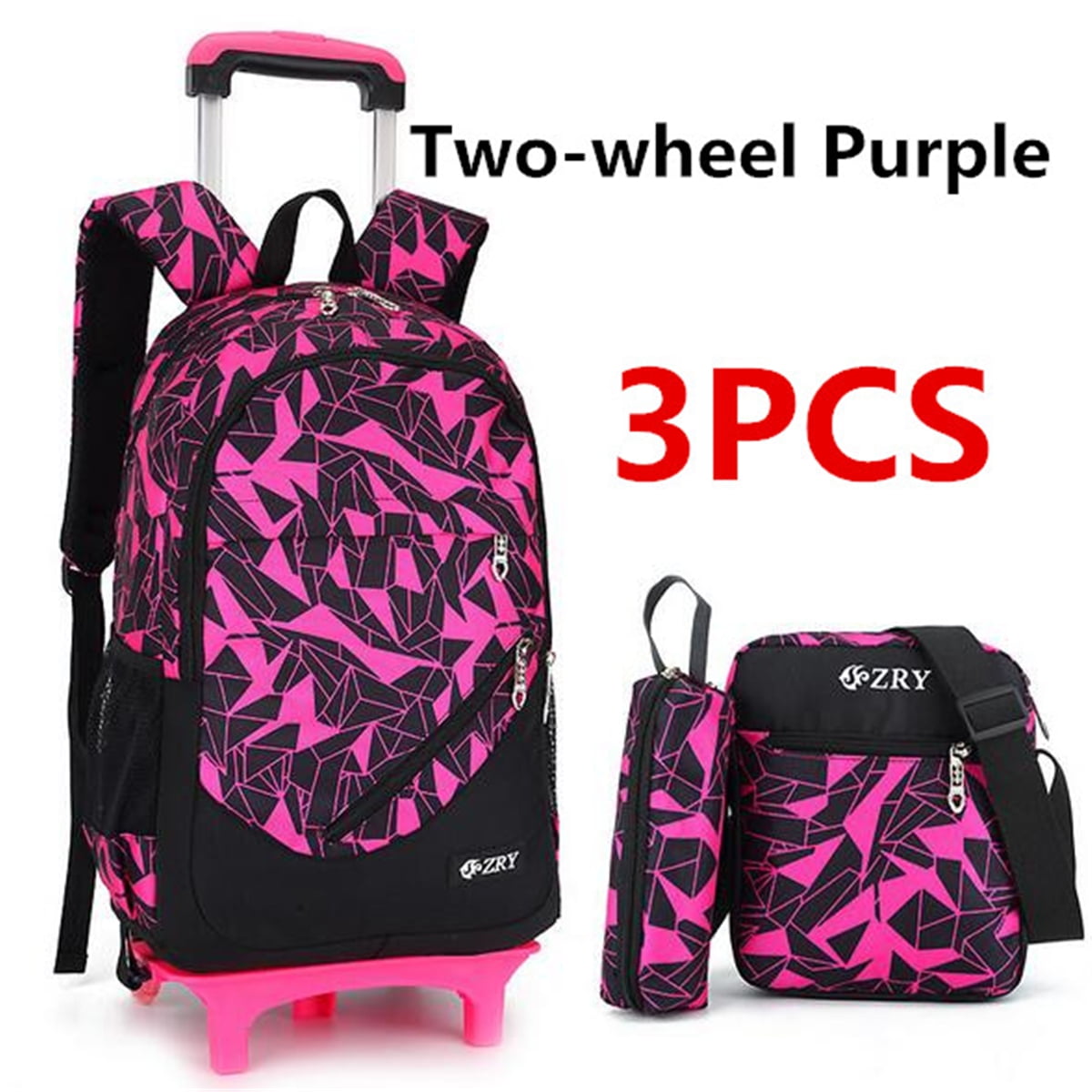 WILLWINCHAN 3PCS Kids Boy Students Trolley Backpack School Bag