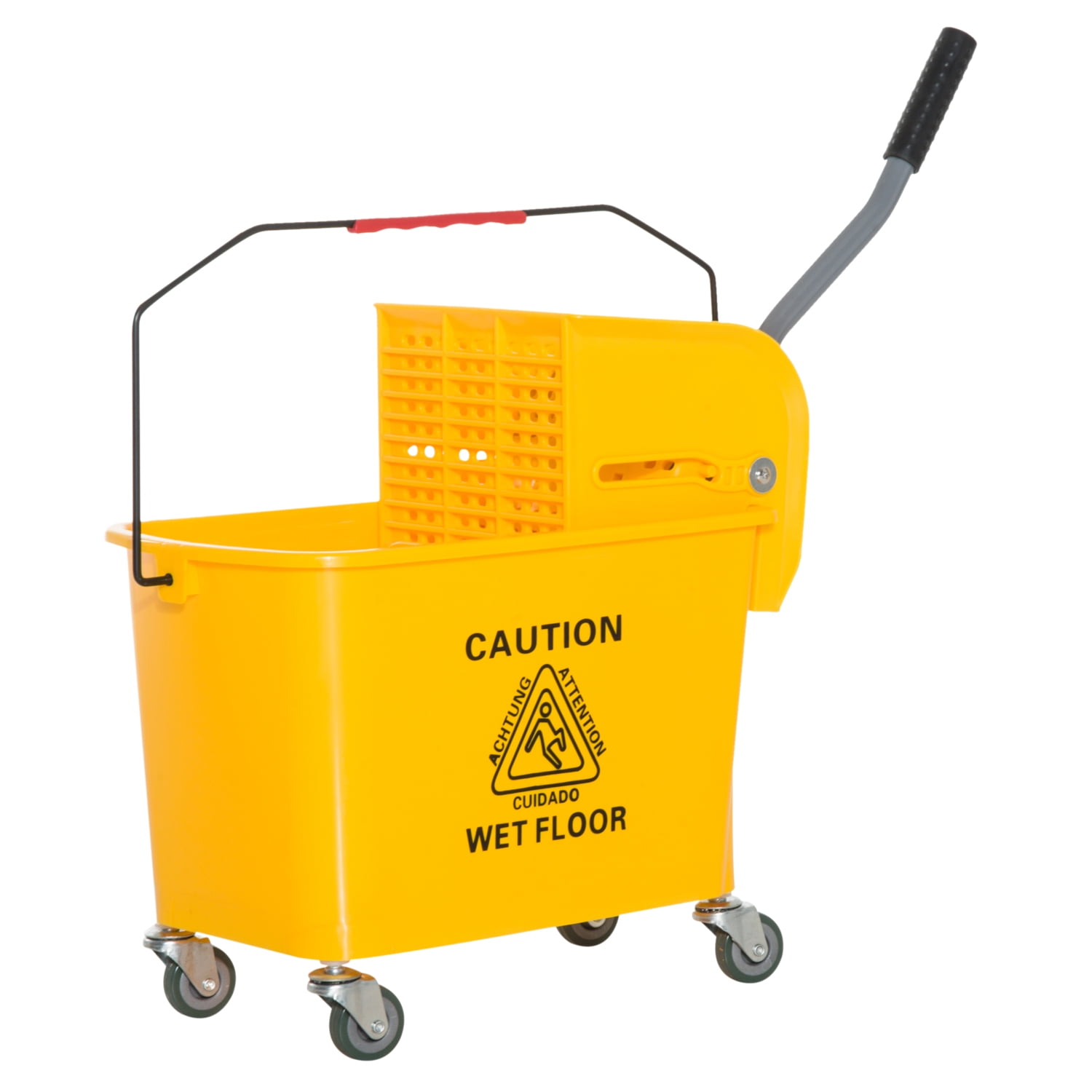 Samger Commercial 5Gallon Mini Press Mop Bucket with Wringer Rolling Cart Yellow 