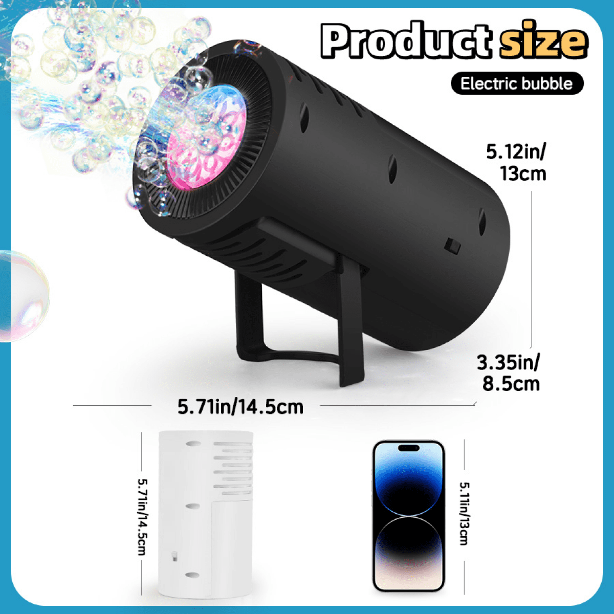 Electric Bubbles Machine for Adults, Portable Automatic Bubble Maker Blowers with Lights for Weddings Stage Outdoor Parties(Black)