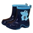 thumbnail image 3 of Hpapadks Rain Boots Toddler Rainy Mid Calf Cute Dinosaur Cartoon Non Water Shoes With Easy On Handles School Outdoor Play Waterproof Dark Blue 9-10 Y, 3 of 4