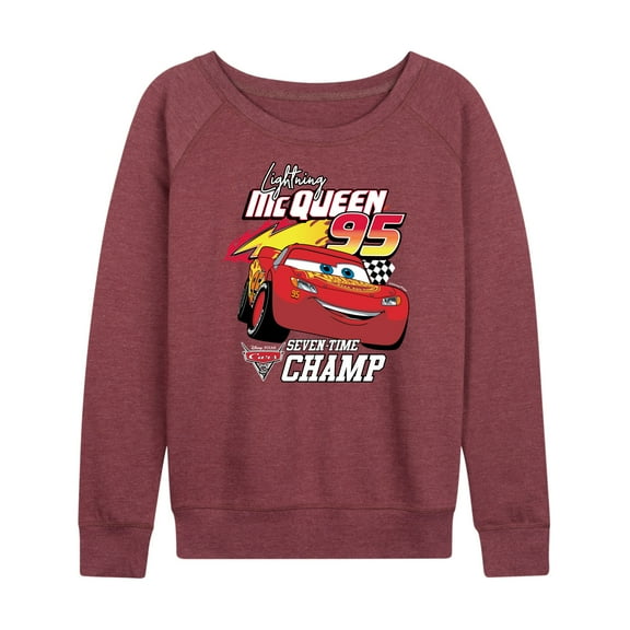 Disney's Cars - Lightning McQueen Seven Time Champ - Women's Lightweight French Terry Long Sleeve Shirt