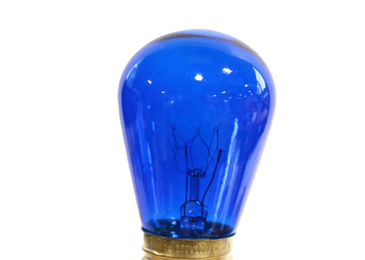 Sunlite 41482-SU S14 Incandescent Colored Party String Light Bulb, 11 Watts, Medium Base (E26), Dimmable, Mercury Free, Transparent Blue 12 Pack