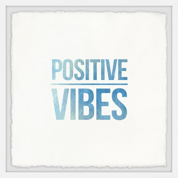 Marmont Hill Positive Vibes Framed Wall Art, 12.00" x 1.50"
