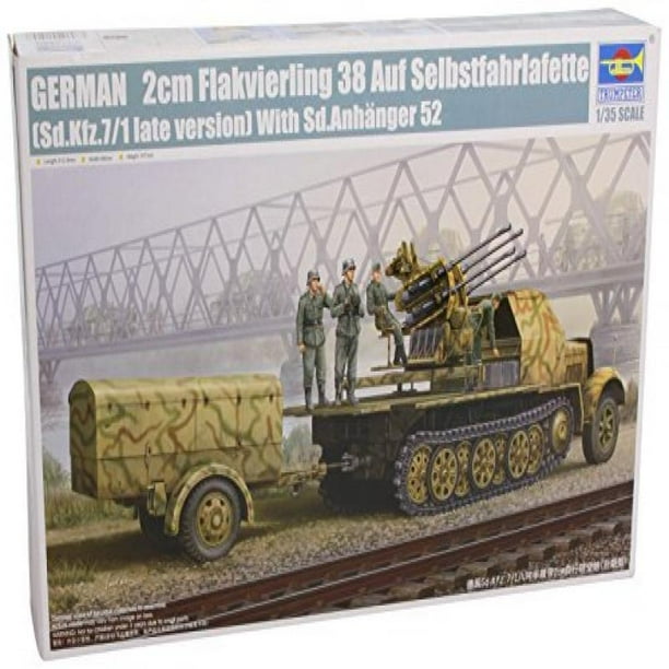 Trumpeter 1 35 German Sdkfz 7 1 Late Version Halftrack With 2cm Flak 38 Gun And Supply Trailer Walmart Com