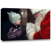 IDEA4WALL Christmas Santa Claus Giving Gift to Kid - Wall Art Canvas Print Decor Painting Artwork for Home 24"x36"