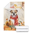 thumbnail image 2 of Happy Thanksgiving Bulldog with Turkey Pumpkins Autumn Vibes Cozy Fleece Blanket Dog Lover Gifts Idea Warm Soft Throw Blanket - 12018, 2 of 5