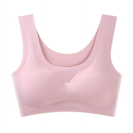 Japanese Seamless Underwear Women s Ice Silk Beauty Back Wrapping Chest Sports Yoga Vest Bra pink